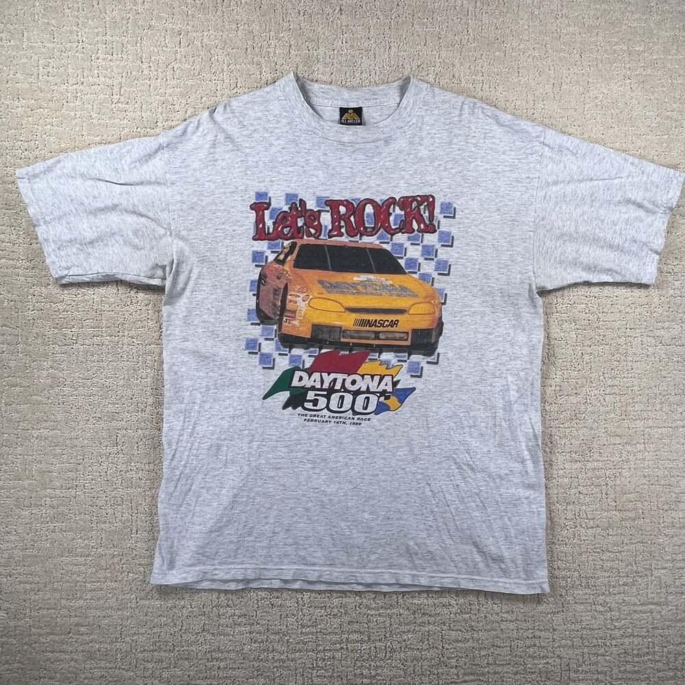 VTG 1999 Daytona 500 Let's Rock NASCAR Winston Cup Series T-Shirt XL Gray